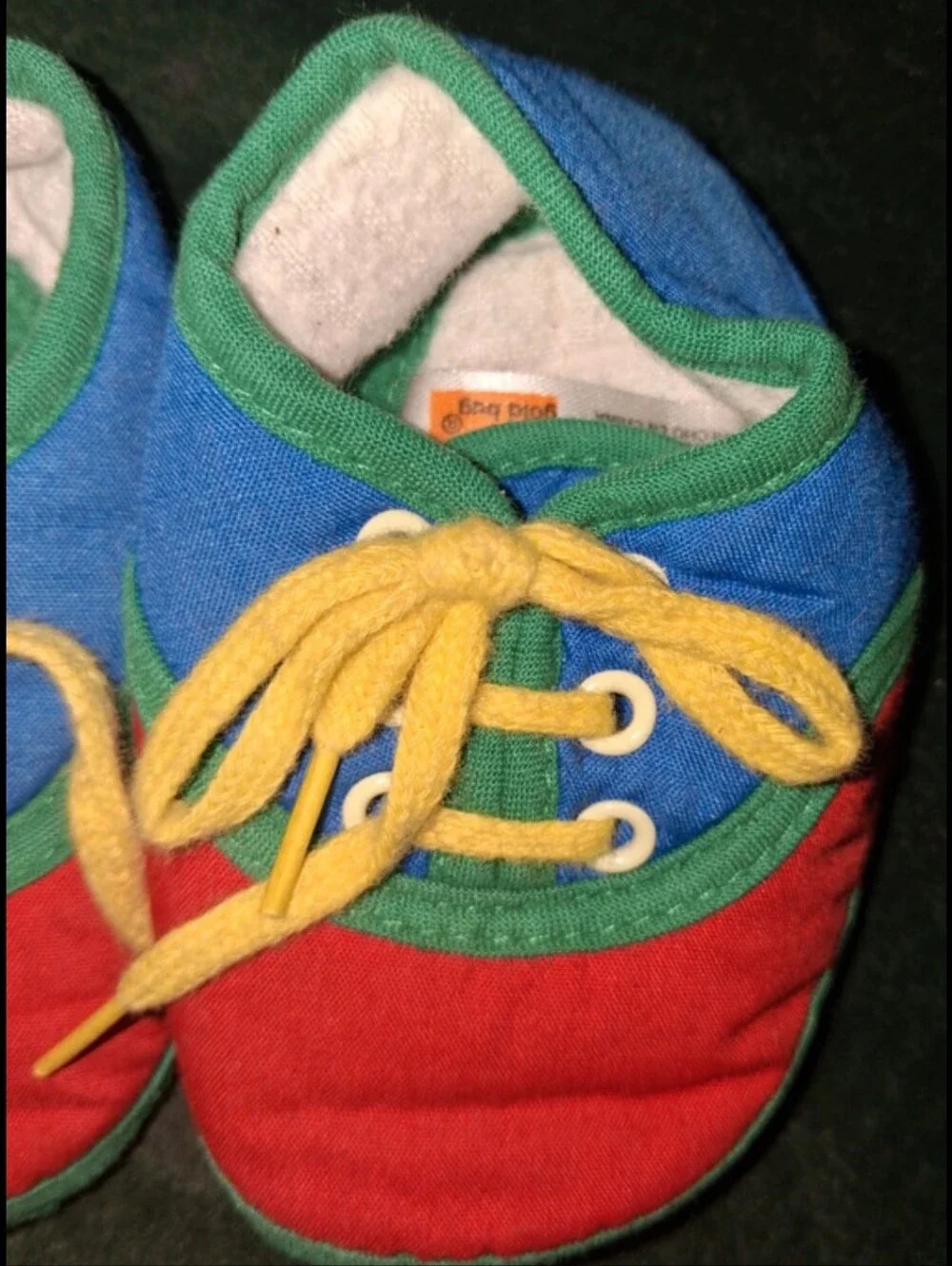 Vintage Red Blue Green Yellow Baby Shoes